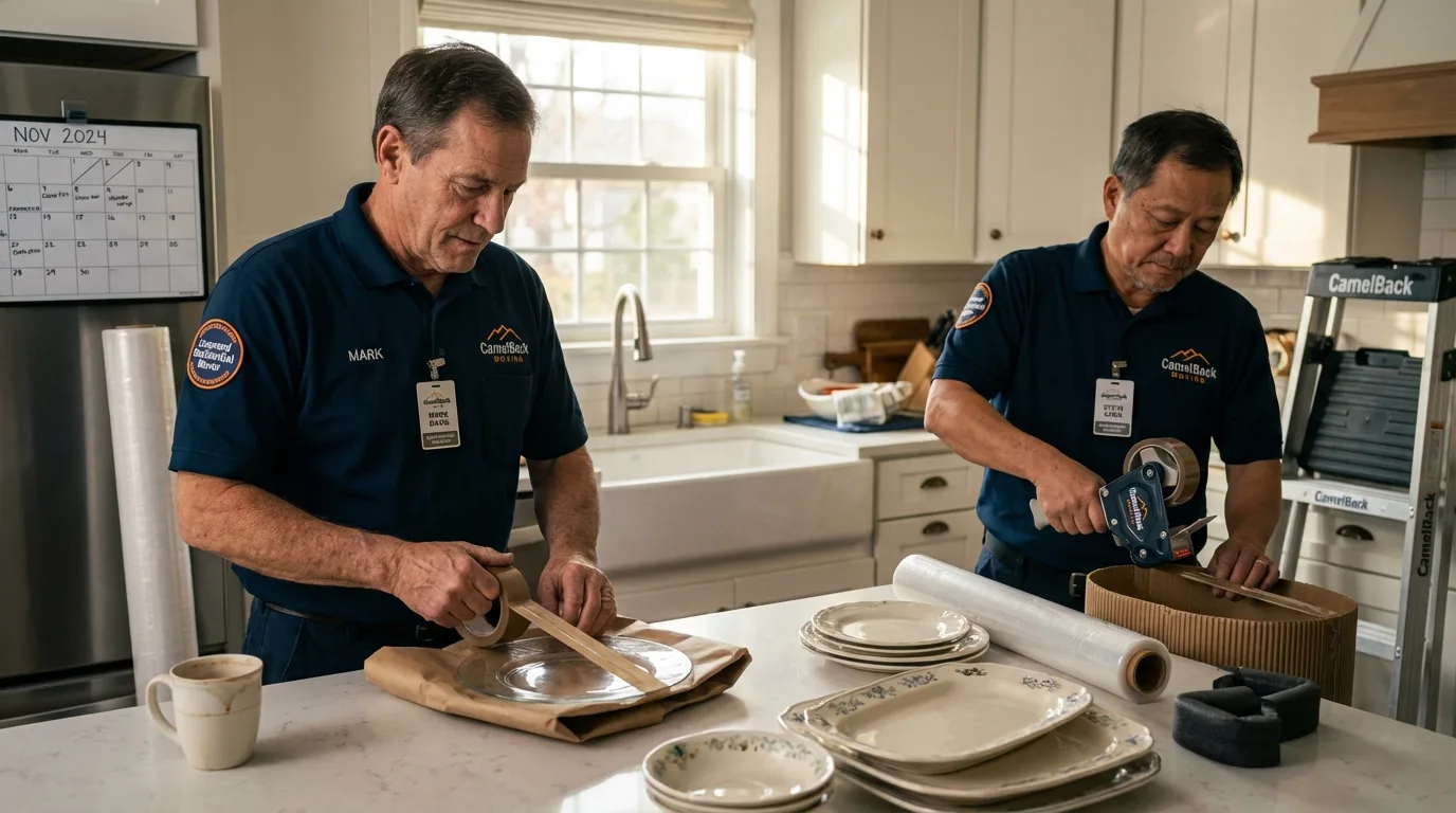 Professional crew packing kitchen dishware in Minnetonka, MN